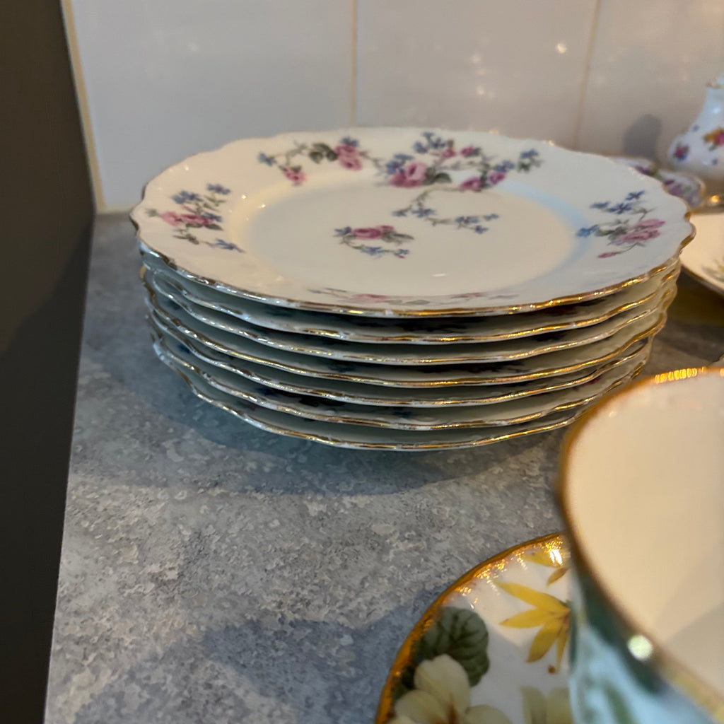 Y135 Assorted China Grouping (Royal Albert, Delphine, and more)