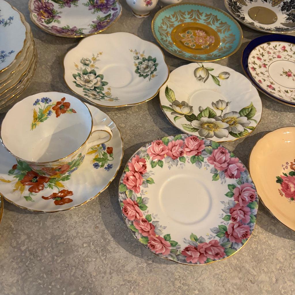 Y135 Assorted China Grouping (Royal Albert, Delphine, and more)