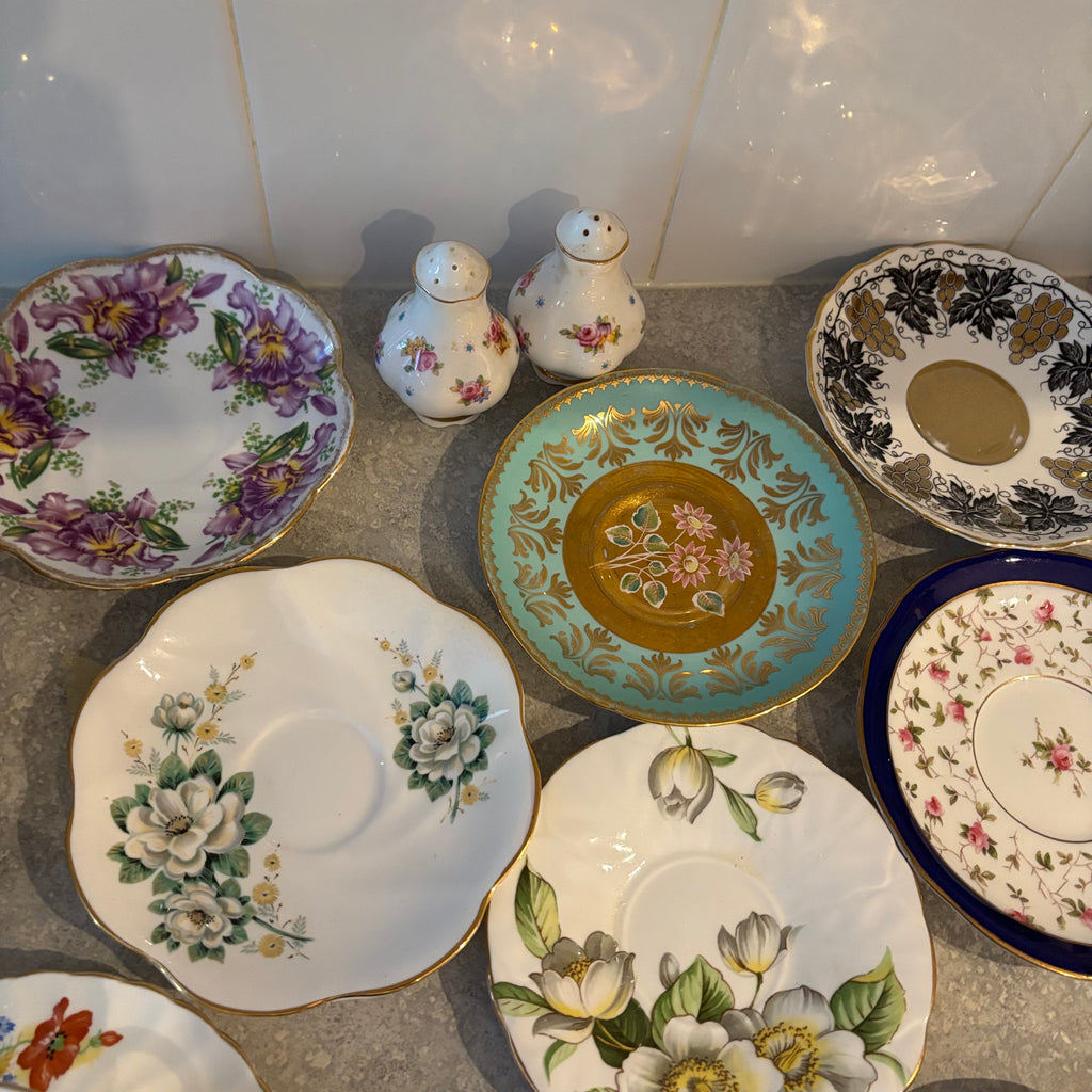 Y135 Assorted China Grouping (Royal Albert, Delphine, and more)
