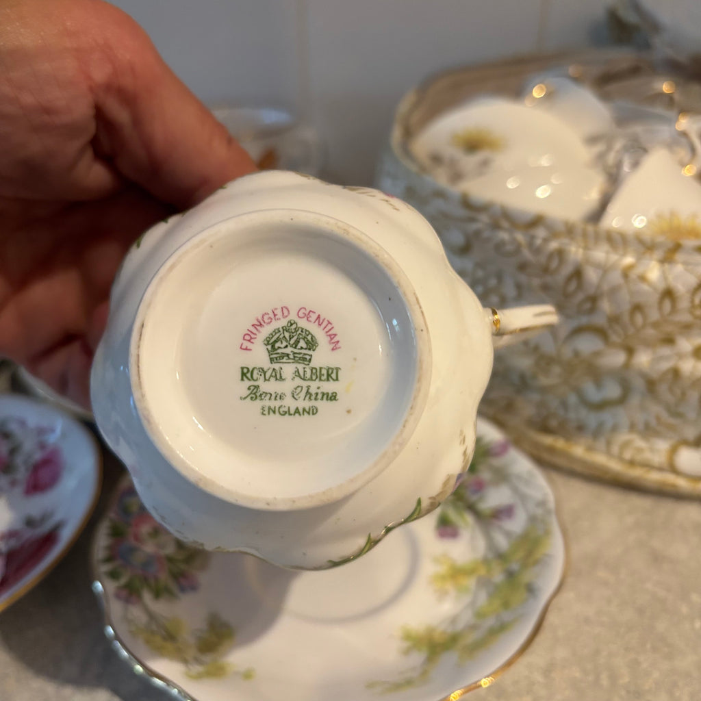 Y135 Assorted China Grouping (Royal Albert, Delphine, and more)
