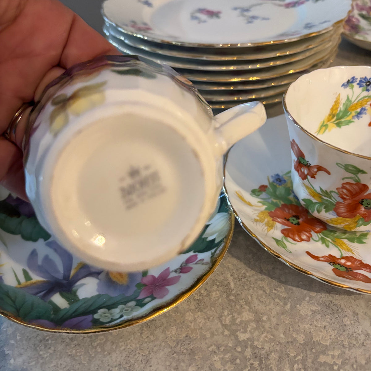 Y135 Assorted China Grouping (Royal Albert, Delphine, and more)