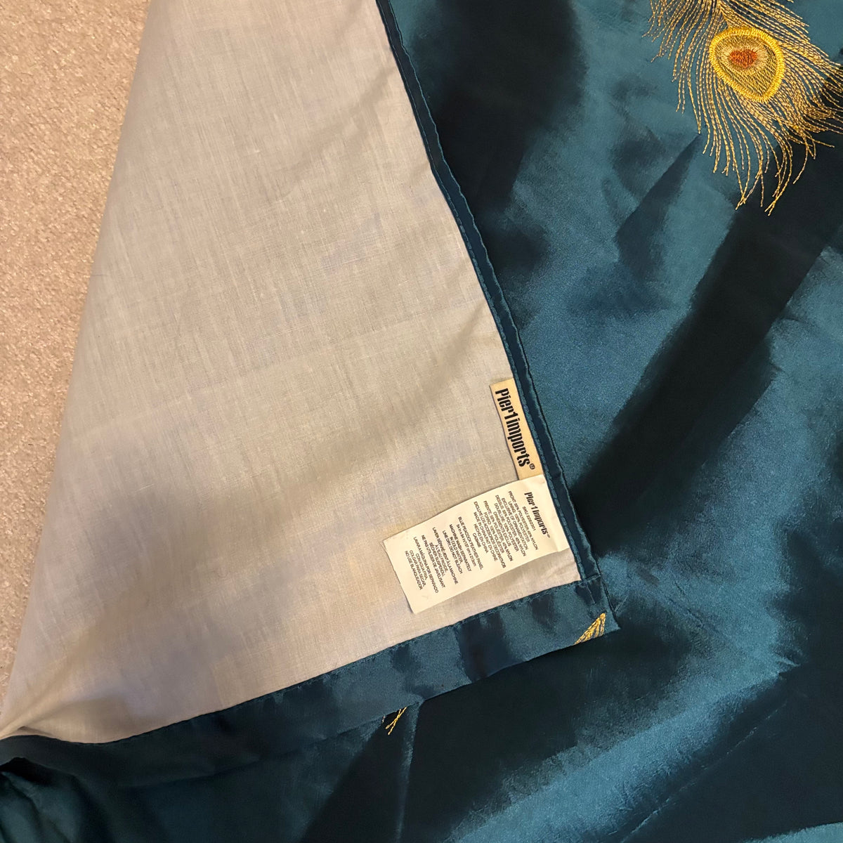 Y149 Pier One Imports curtains with peacock detail