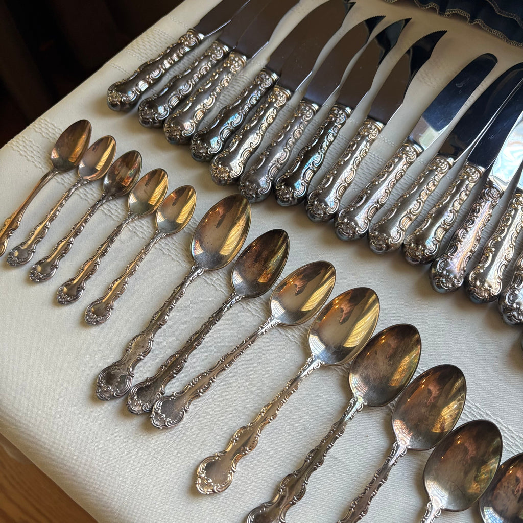 Y153 Vintage Birks "Louis de France" Regency Plate Flatware (67 pieces)