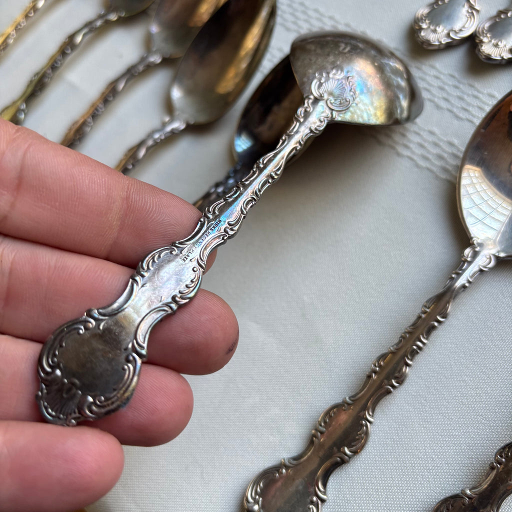 Y153 Vintage Birks "Louis de France" Regency Plate Flatware (67 pieces)