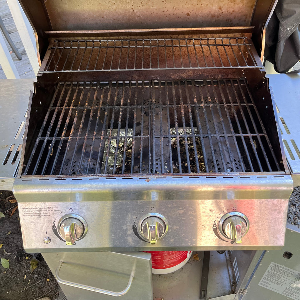 Y354 Nexgrill stainless steel propane BBQ with propane tank
