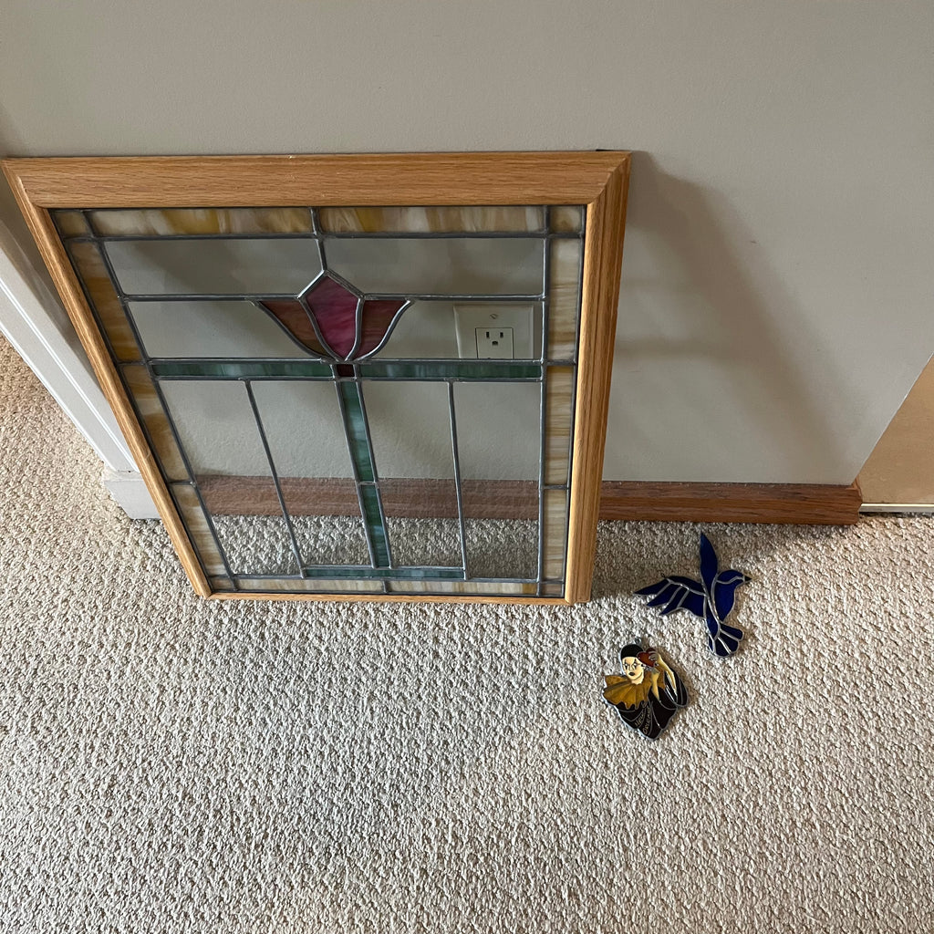 B303 Vintage stained glass grouping