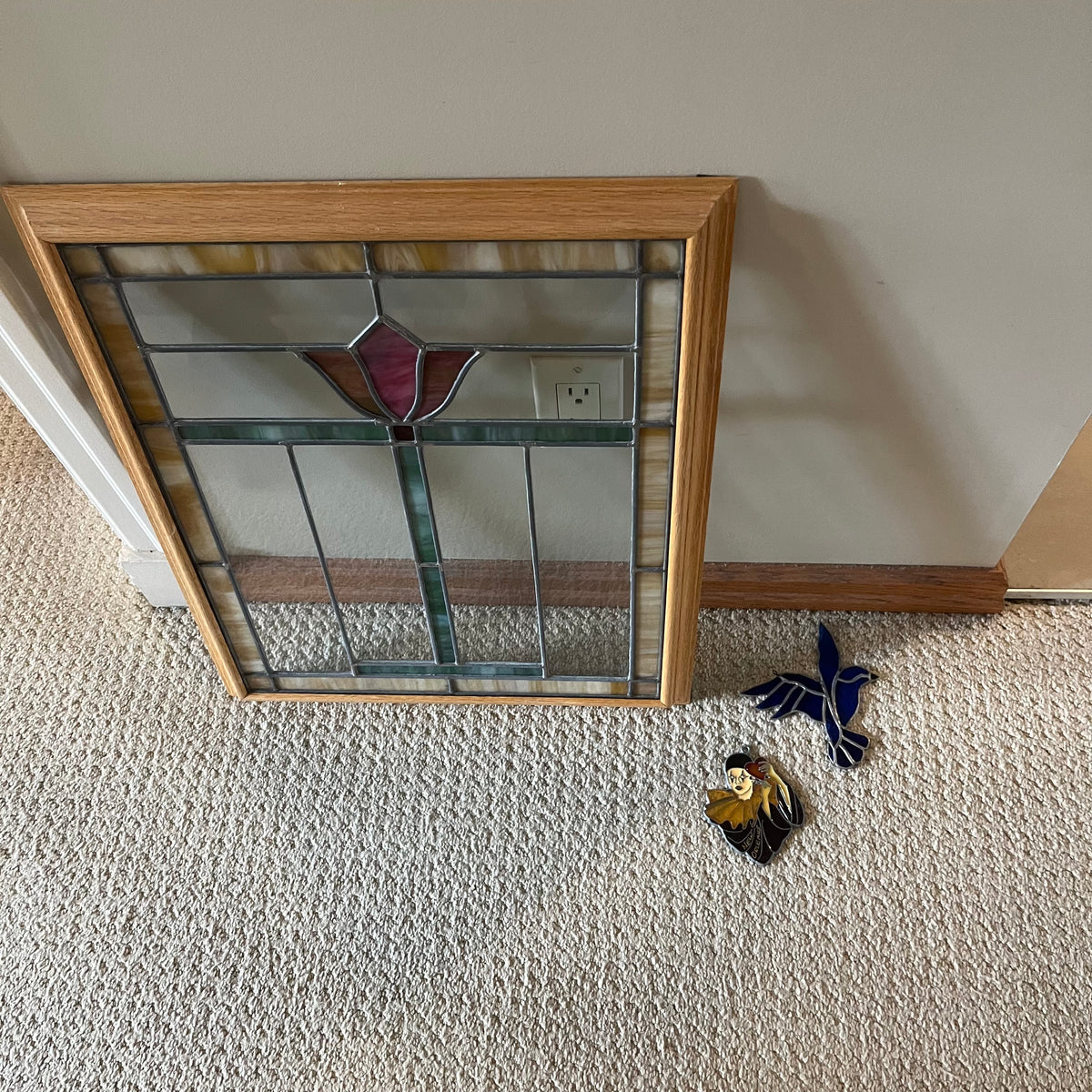 B303 Vintage stained glass grouping