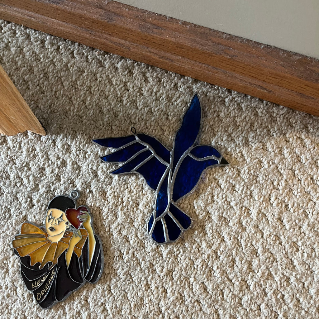 B303 Vintage stained glass grouping