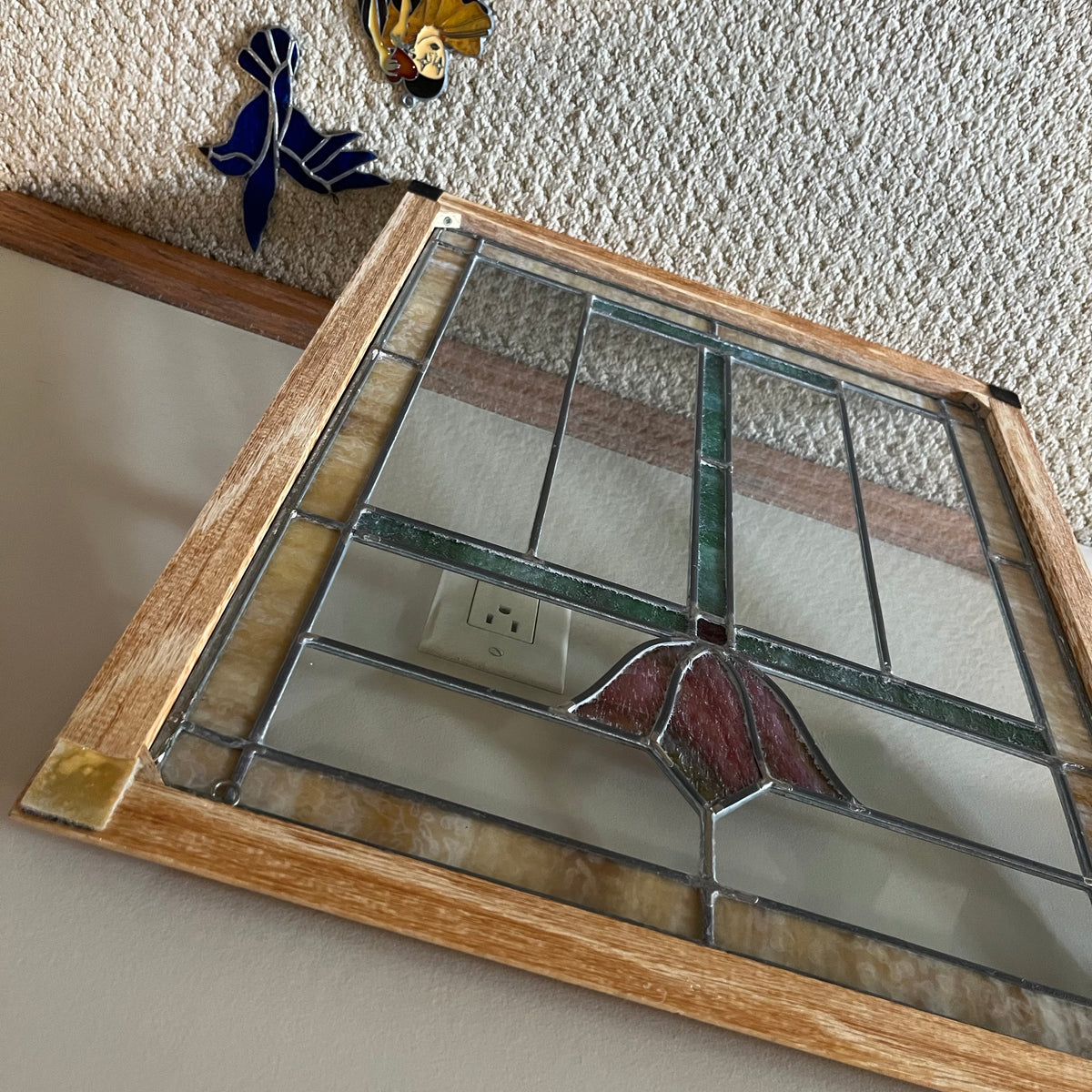 B303 Vintage stained glass grouping