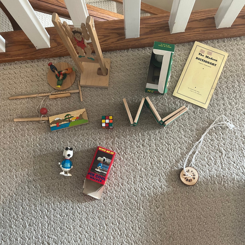 B301 Vintage wooden toys and more grouping