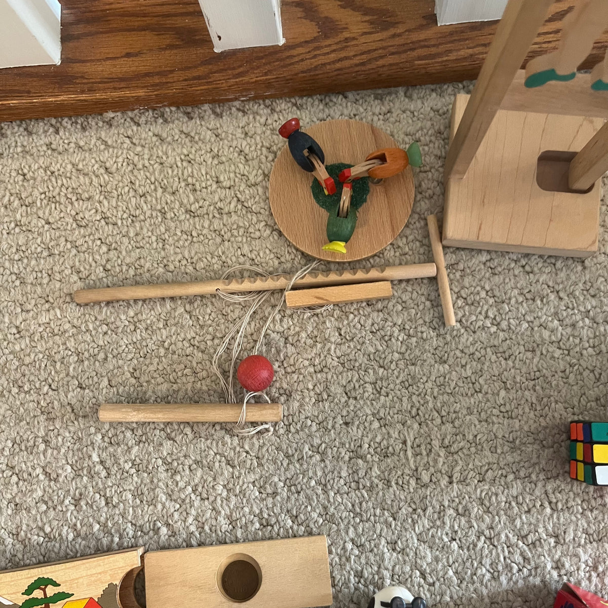 B301 Vintage wooden toys and more grouping