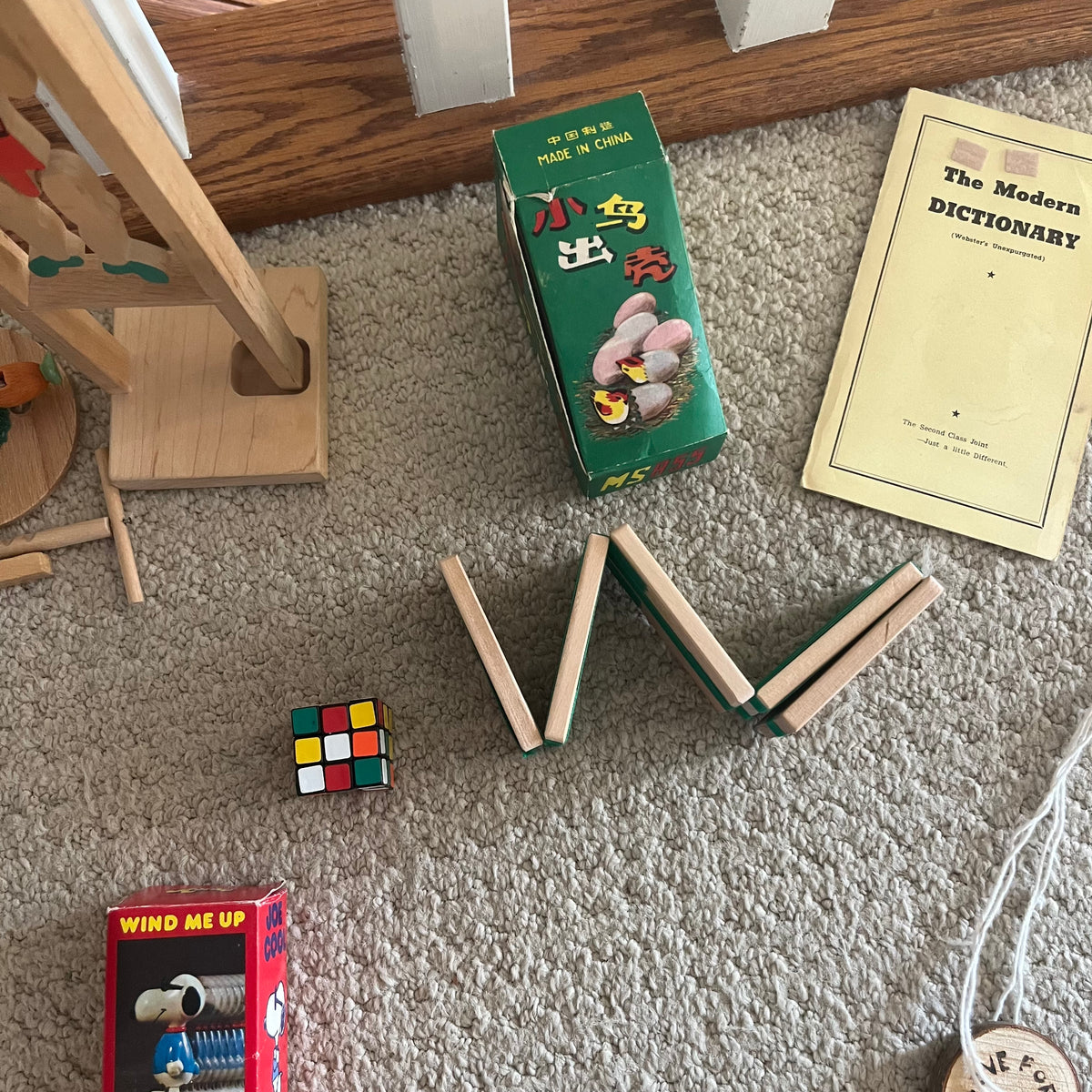 B301 Vintage wooden toys and more grouping