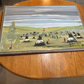 B307 Vintage 1980 Frank Kaquitts original painting Sitting Wood (37.5" x 25.5" framed)
