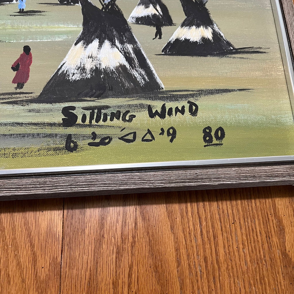 B307 Vintage 1980 Frank Kaquitts original painting Sitting Wood (37.5" x 25.5" framed)