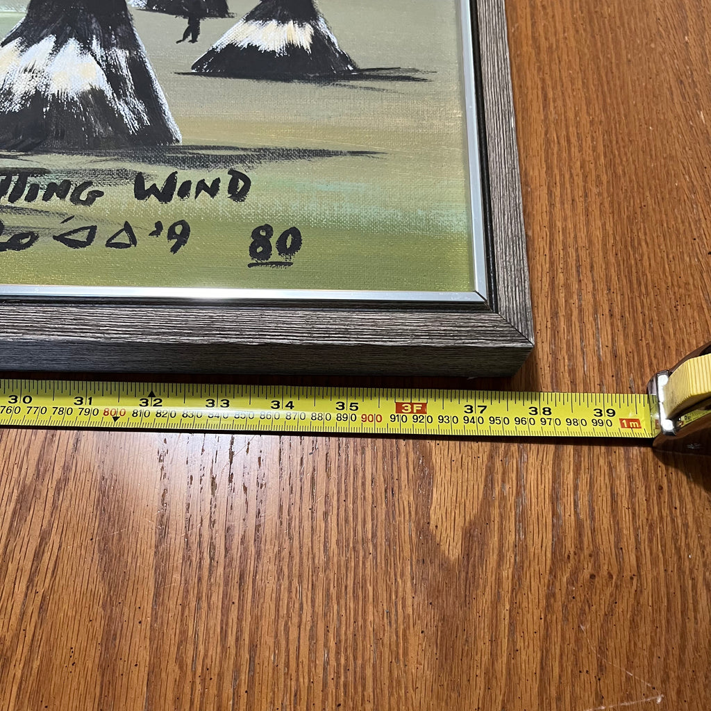 B307 Vintage 1980 Frank Kaquitts original painting Sitting Wood (37.5" x 25.5" framed)