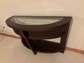 B209 Contemporary espresso finish wood half moon occasional table
