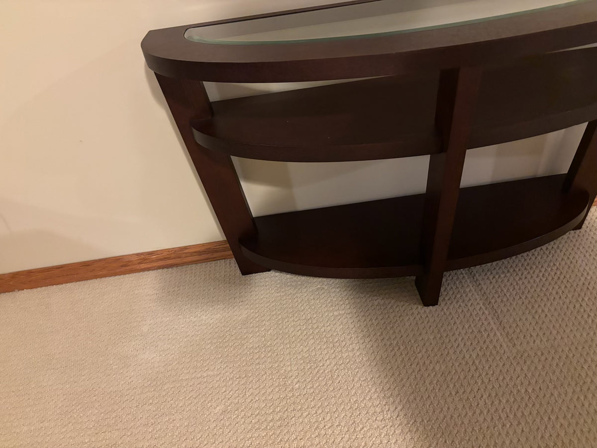B209 Contemporary espresso finish wood half moon occasional table