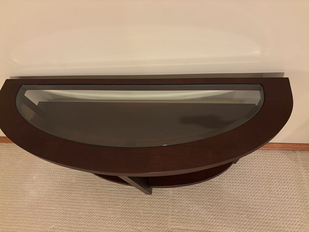 B209 Contemporary espresso finish wood half moon occasional table