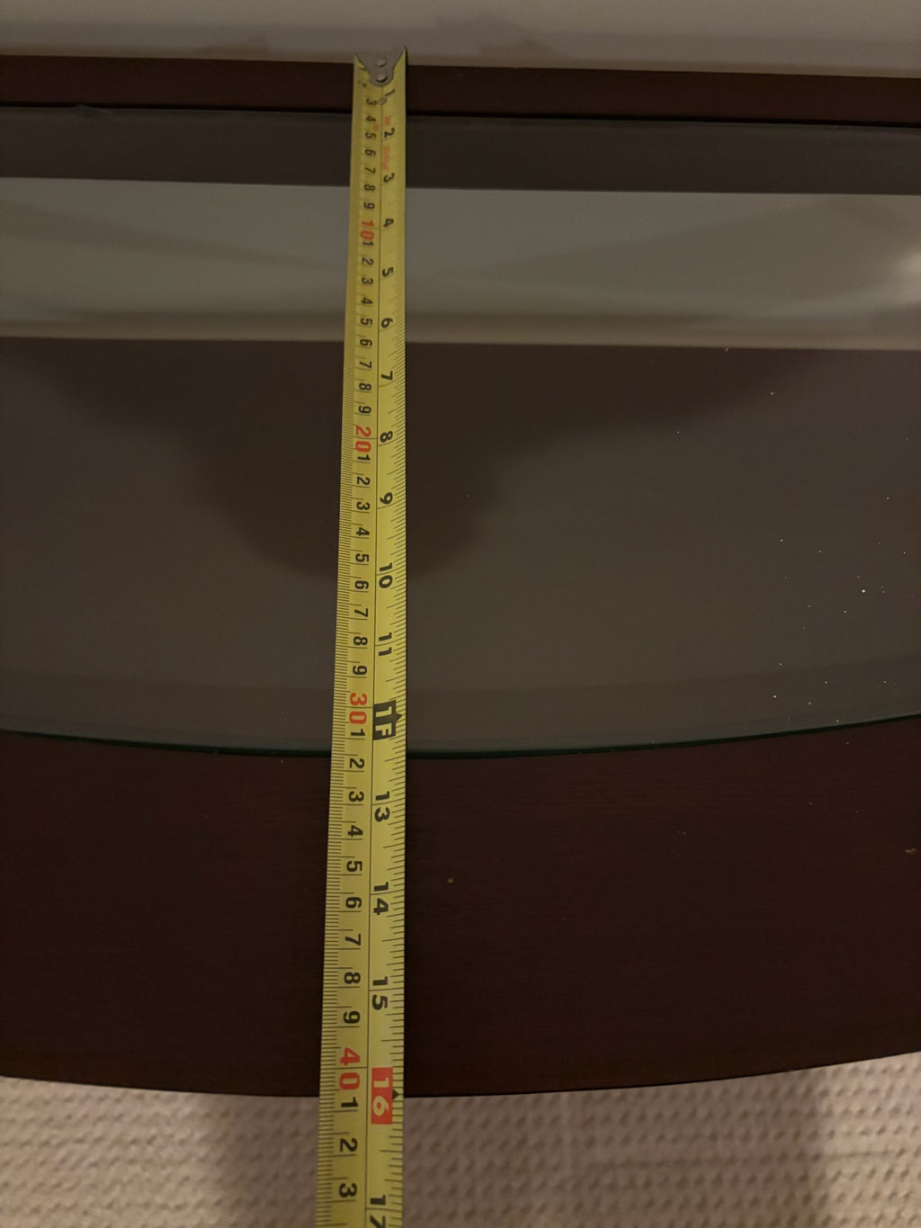 B209 Contemporary espresso finish wood half moon occasional table