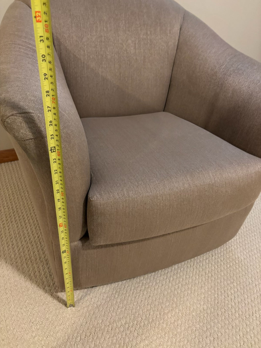 B210 Beige/Grey fabric swivel rocker (needs cleaning)