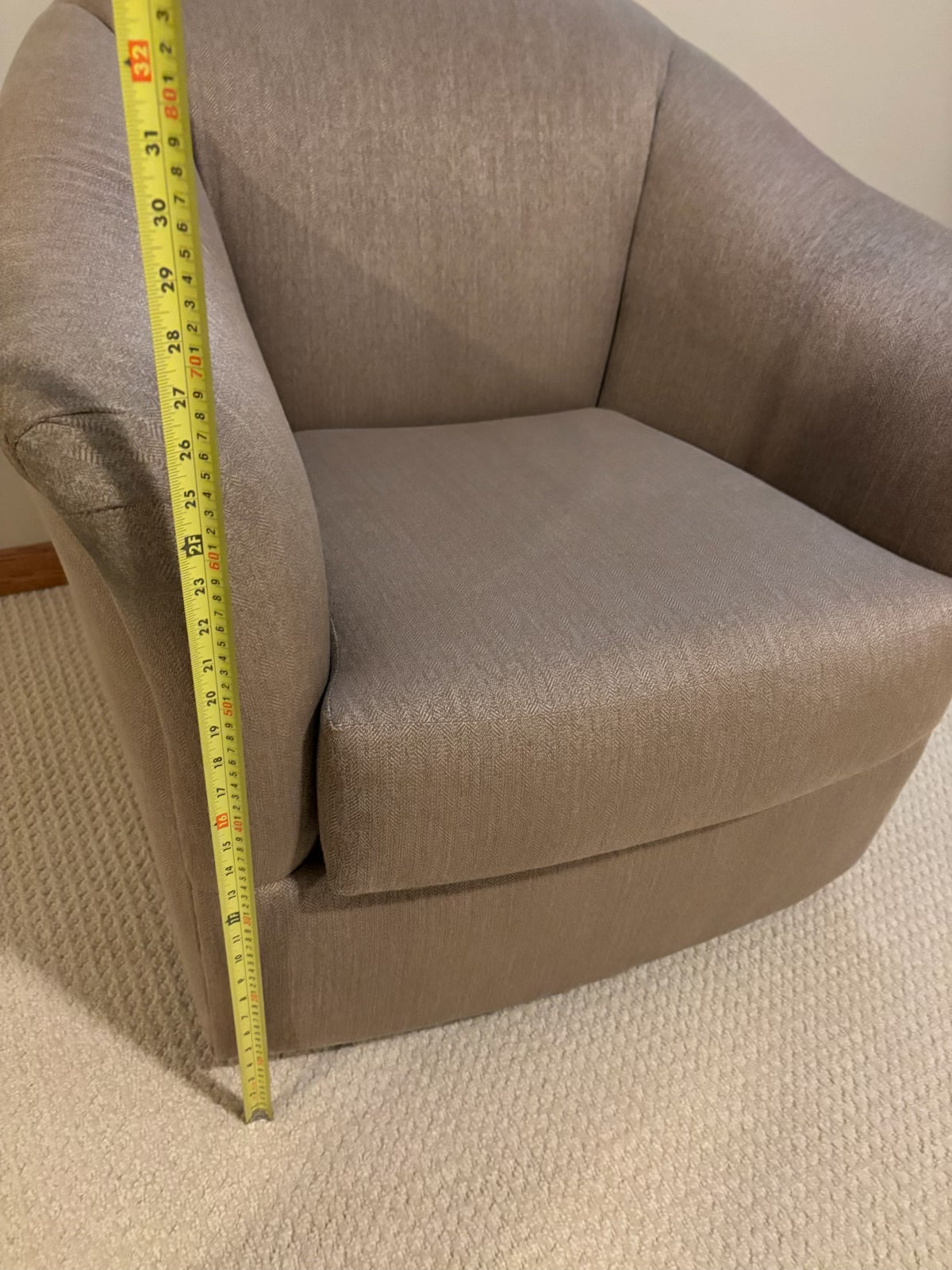 B210 Beige/Grey fabric swivel rocker (needs cleaning)
