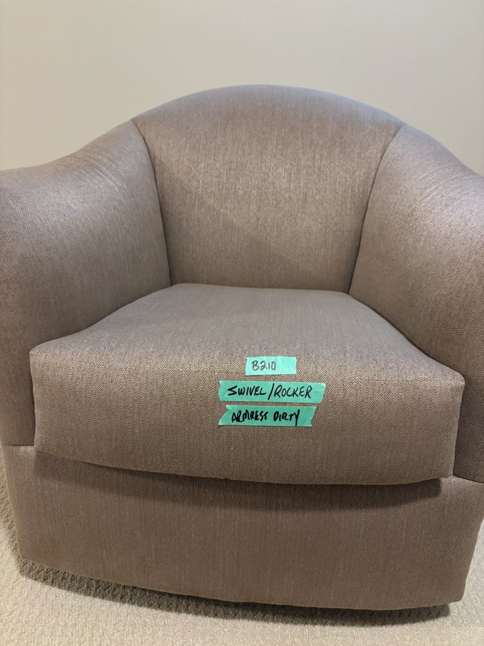 B210 Beige/Grey fabric swivel rocker (needs cleaning)
