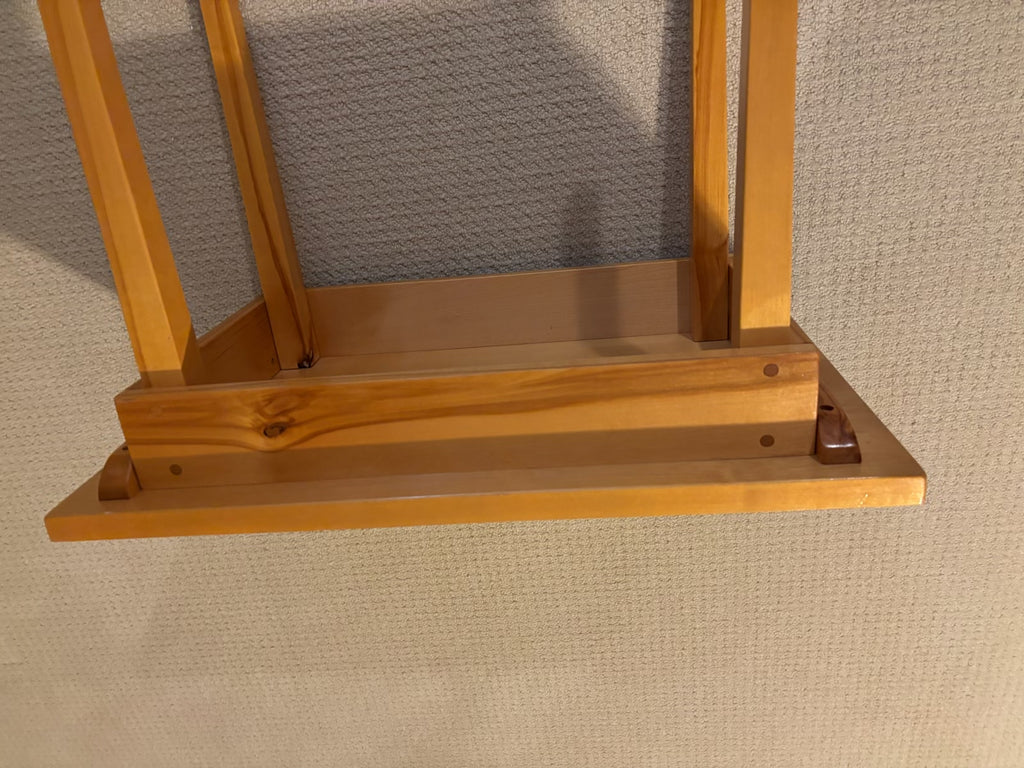 B219 Vintage IKEA "Vansbro" gateleg table from the 1980s, wooden bench and blonde wood wall shelf