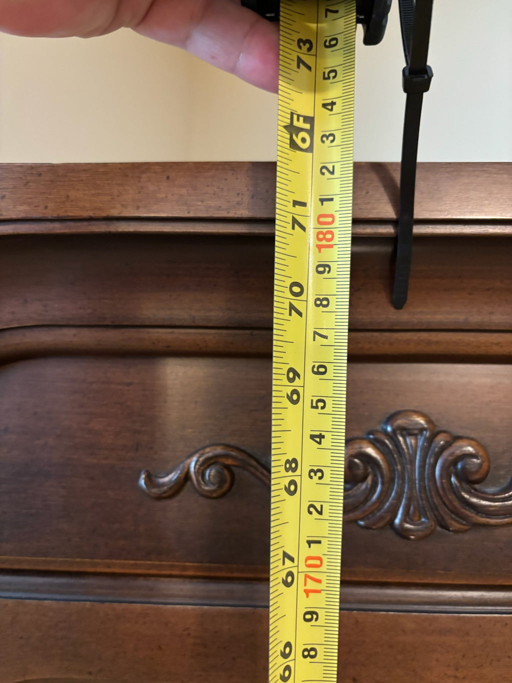 B220 Vintage dark wooden curio glass door cabinet (72” x 25” x 24”)
