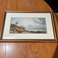 B101 Vintage landscape original watercolor (20" x 13" )