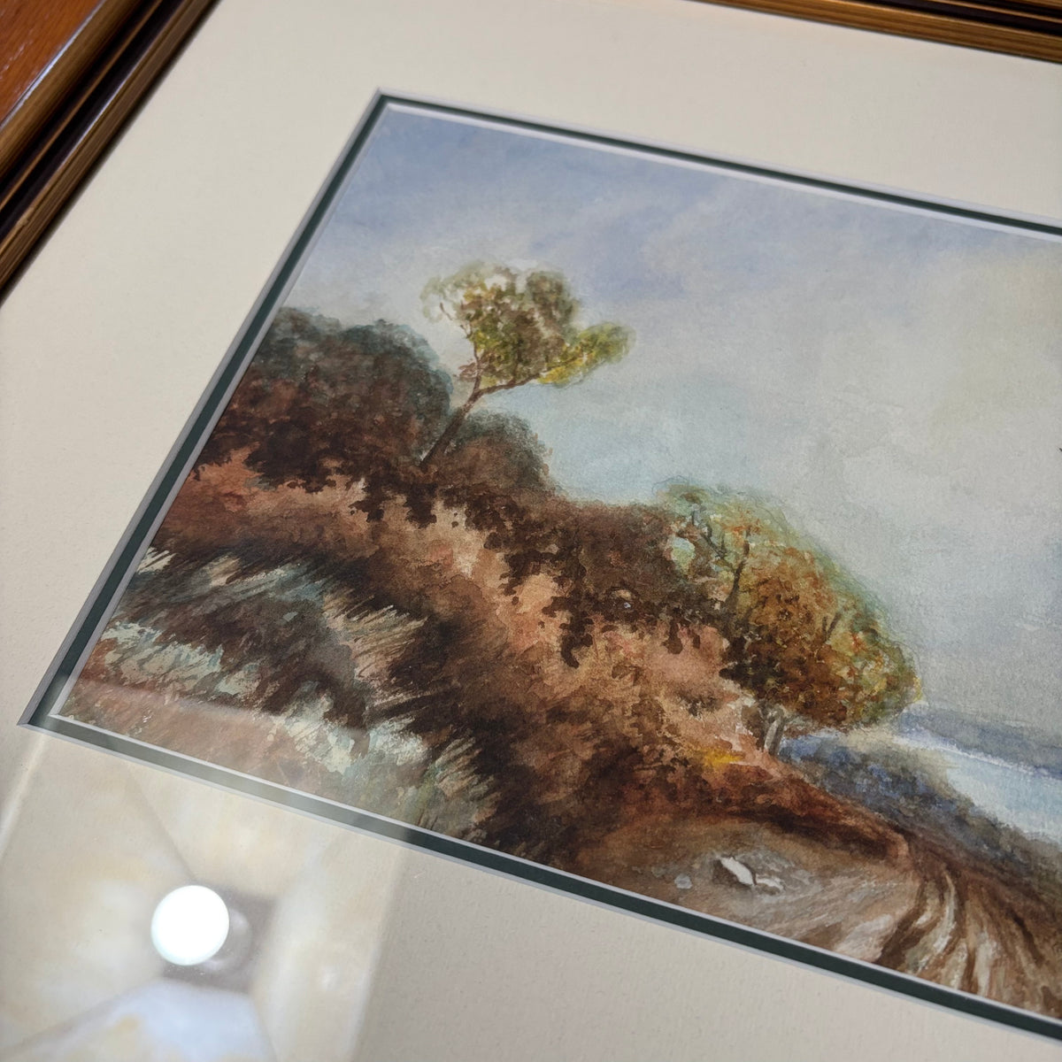 B101 Vintage landscape original watercolor (20" x 13" )