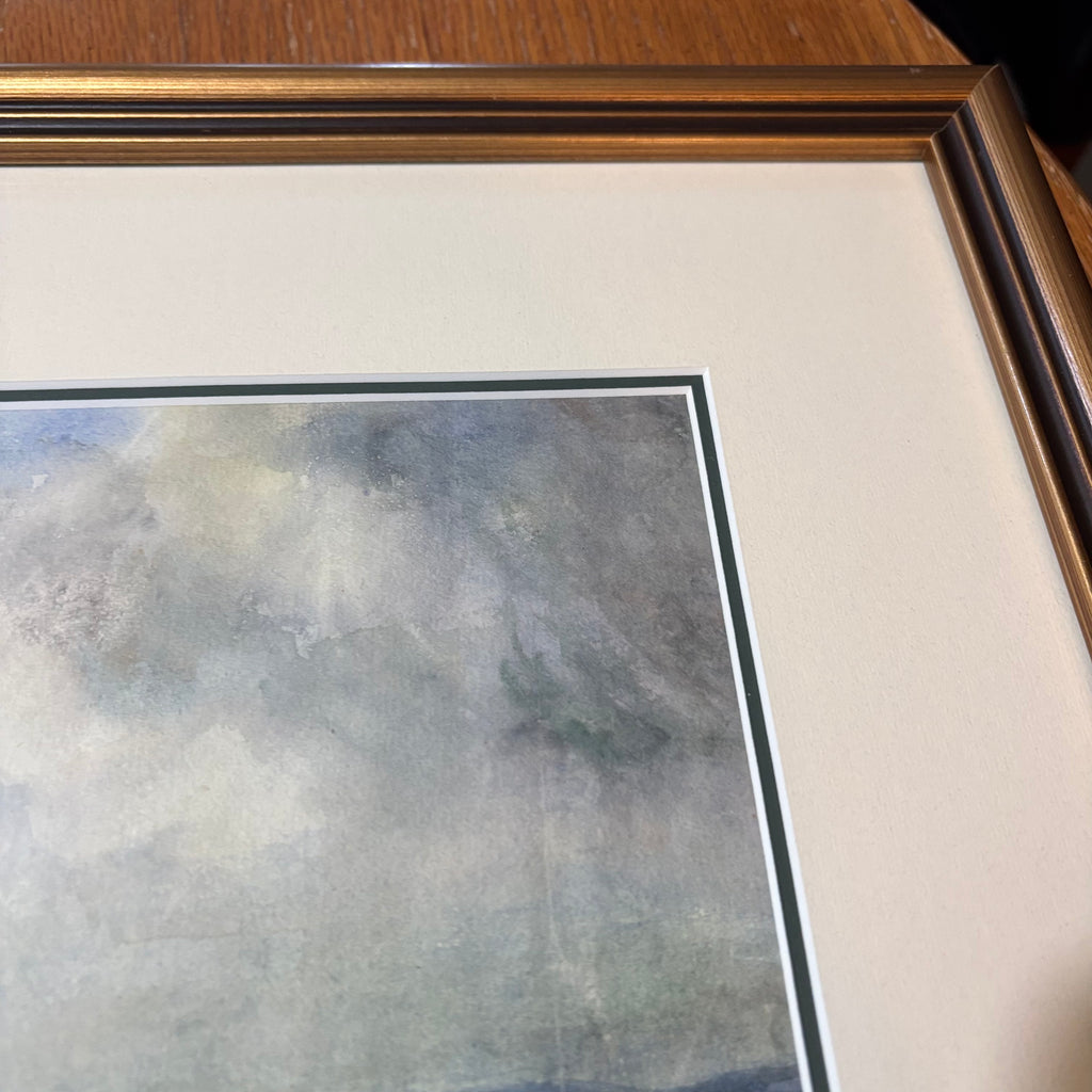 B101 Vintage landscape original watercolor (20" x 13" )