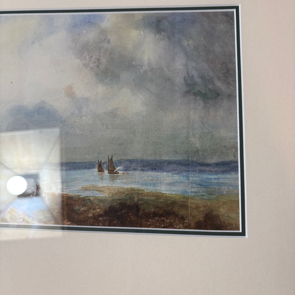 B101 Vintage landscape original watercolor (20" x 13" )