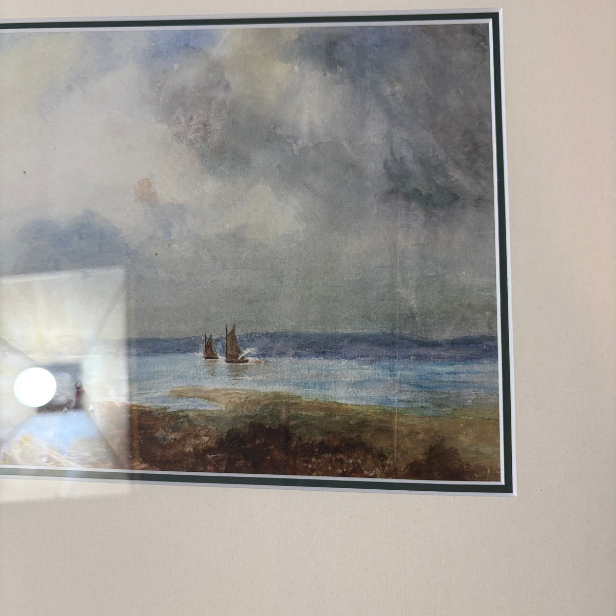 B101 Vintage landscape original watercolor (20" x 13" )