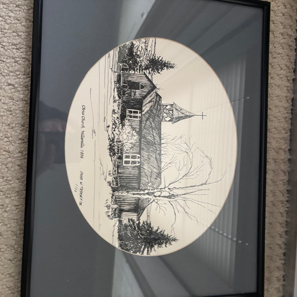 B102 Vintage architectural black and white print (16" x 12")