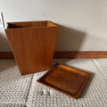 B108 Mid century teak waste paper bin and tray