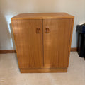 B110 Mid century teak two door storage cabinet (25" x 16" x 28" )