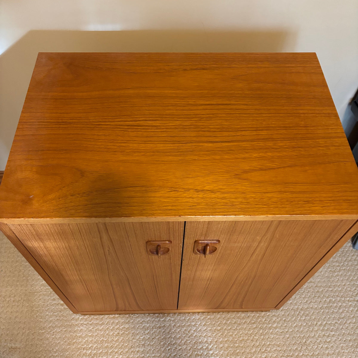 B110 Mid century teak two door storage cabinet (25" x 16" x 28" )