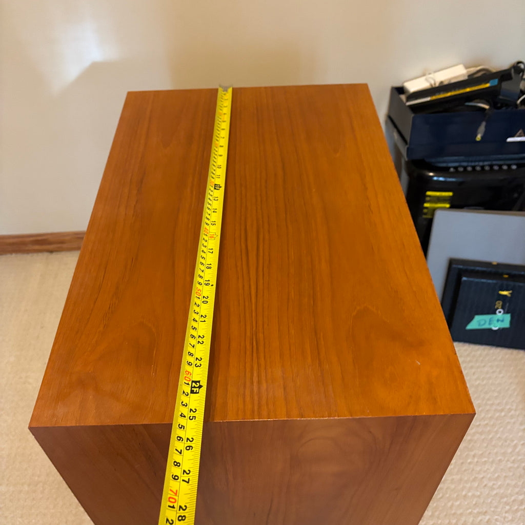 B110 Mid century teak two door storage cabinet (25" x 16" x 28" )