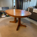 B119 Vintage solid wood oval kitchen table (53" x 42" x 30") ***some wear on top, pictured with leaf