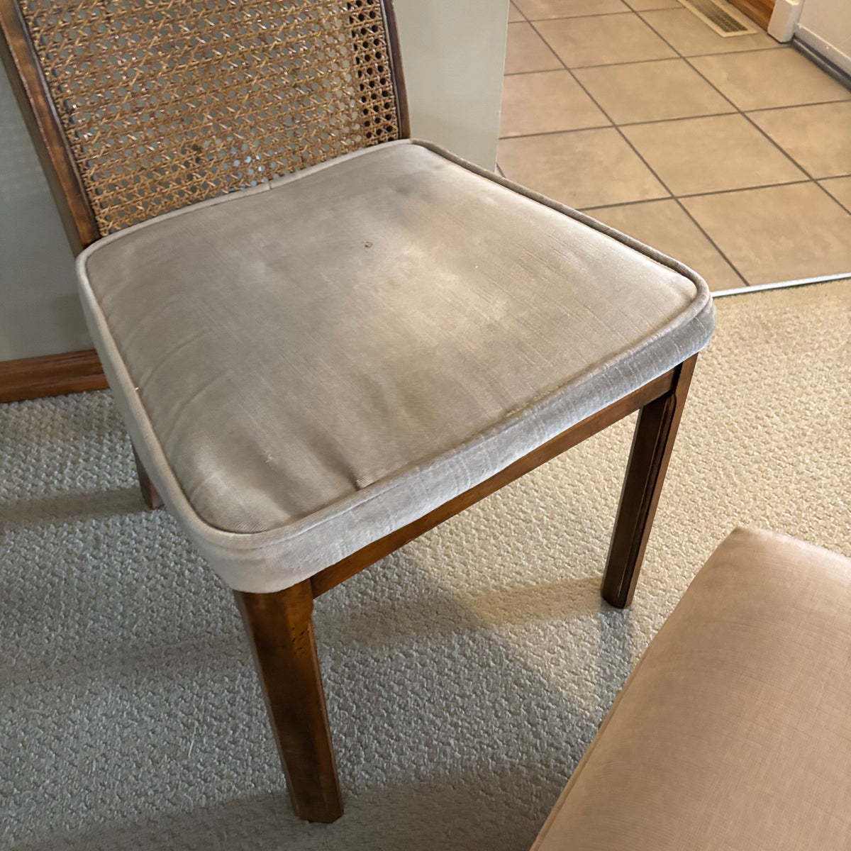 B126 Vintage Dining Chair and Velvet Ottoman