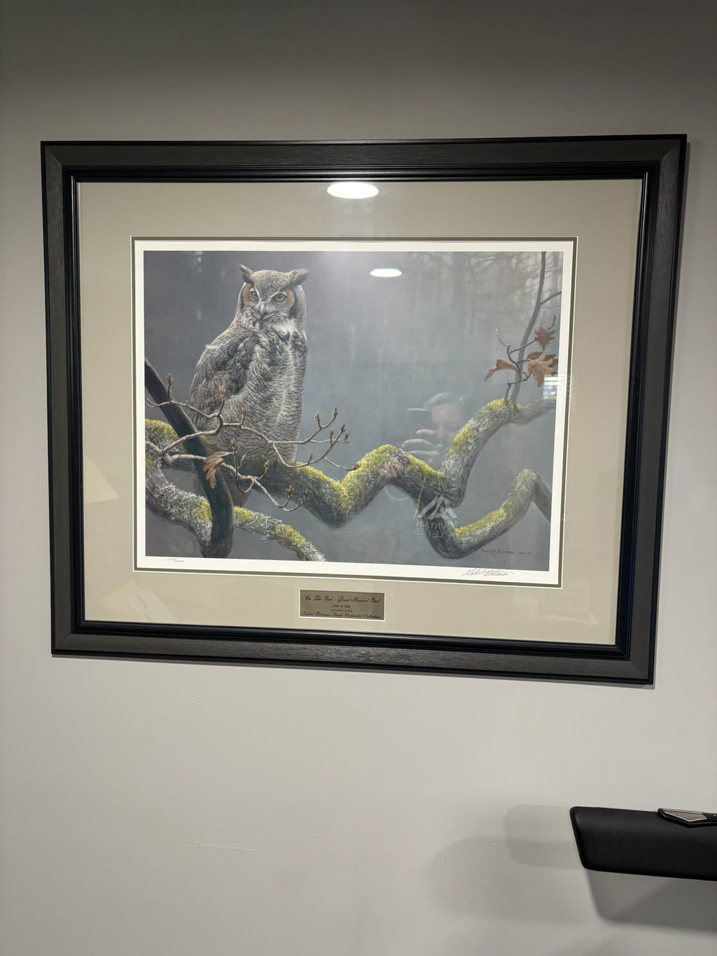 D209 Robert Bateman print, "In the Oak-Great Horned Owl" (36" x 30")