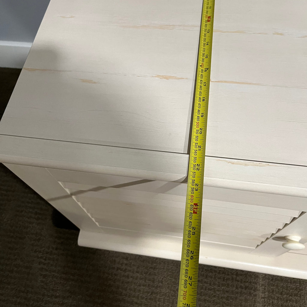 D306 Light colored wooden entertainment centre with storage (wear on top, 60" x 23" x 24")