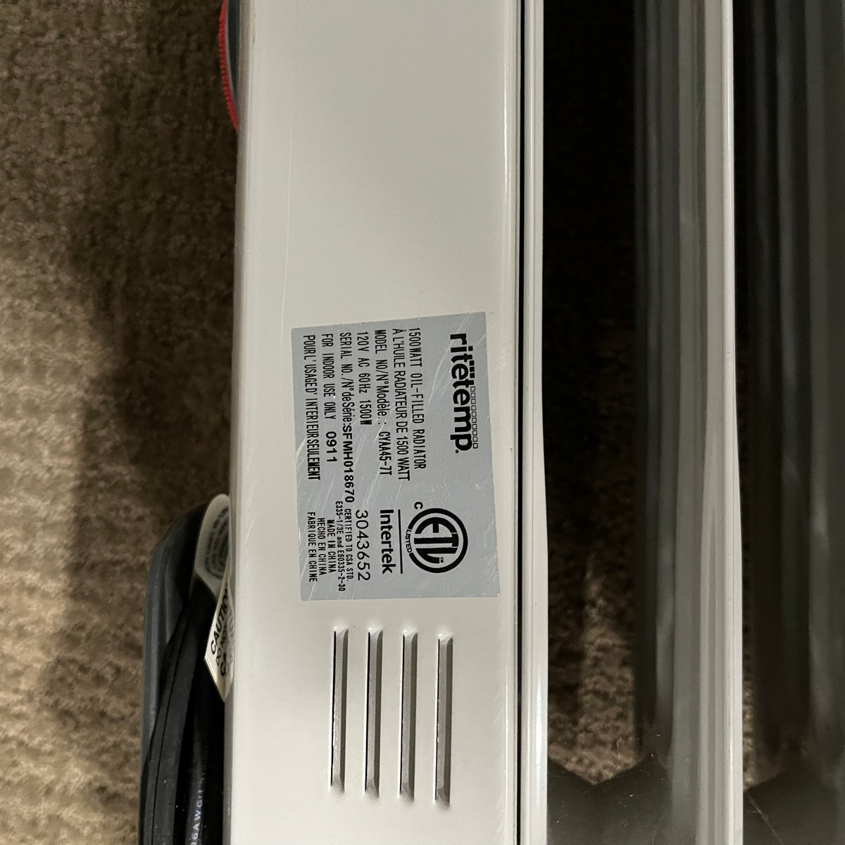 D310 RiteTemp portable electric heater