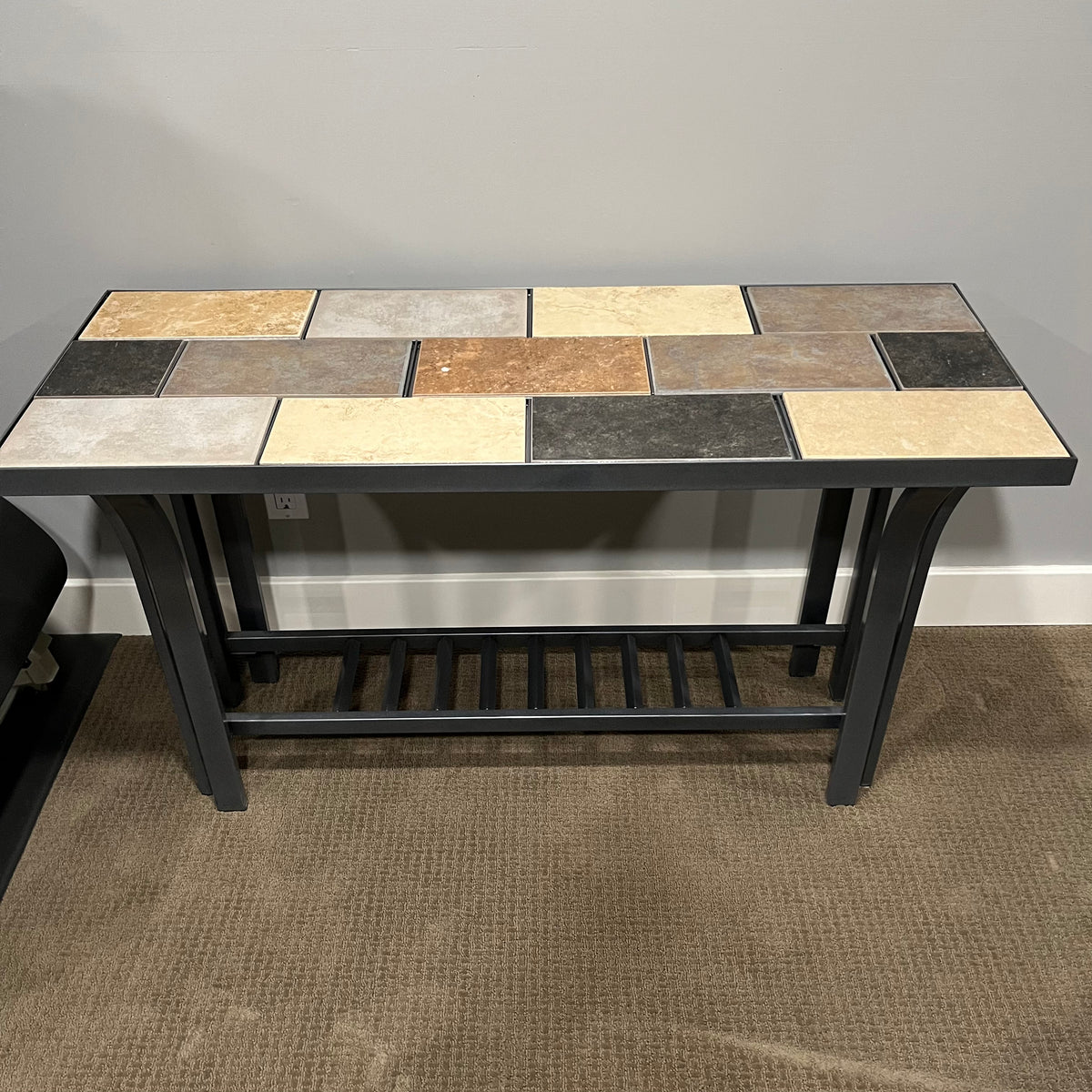 D320 Metal console table with tile top (48" x 18" x 28")