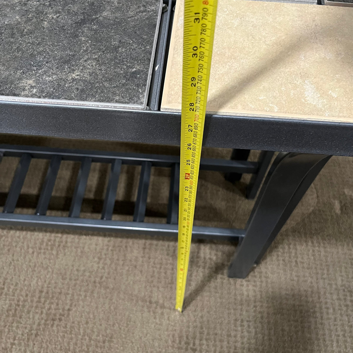 D320 Metal console table with tile top (48" x 18" x 28")