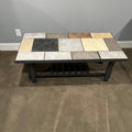 D322 Rectangular metal and tile top coffee table (48" x 24" x 18")