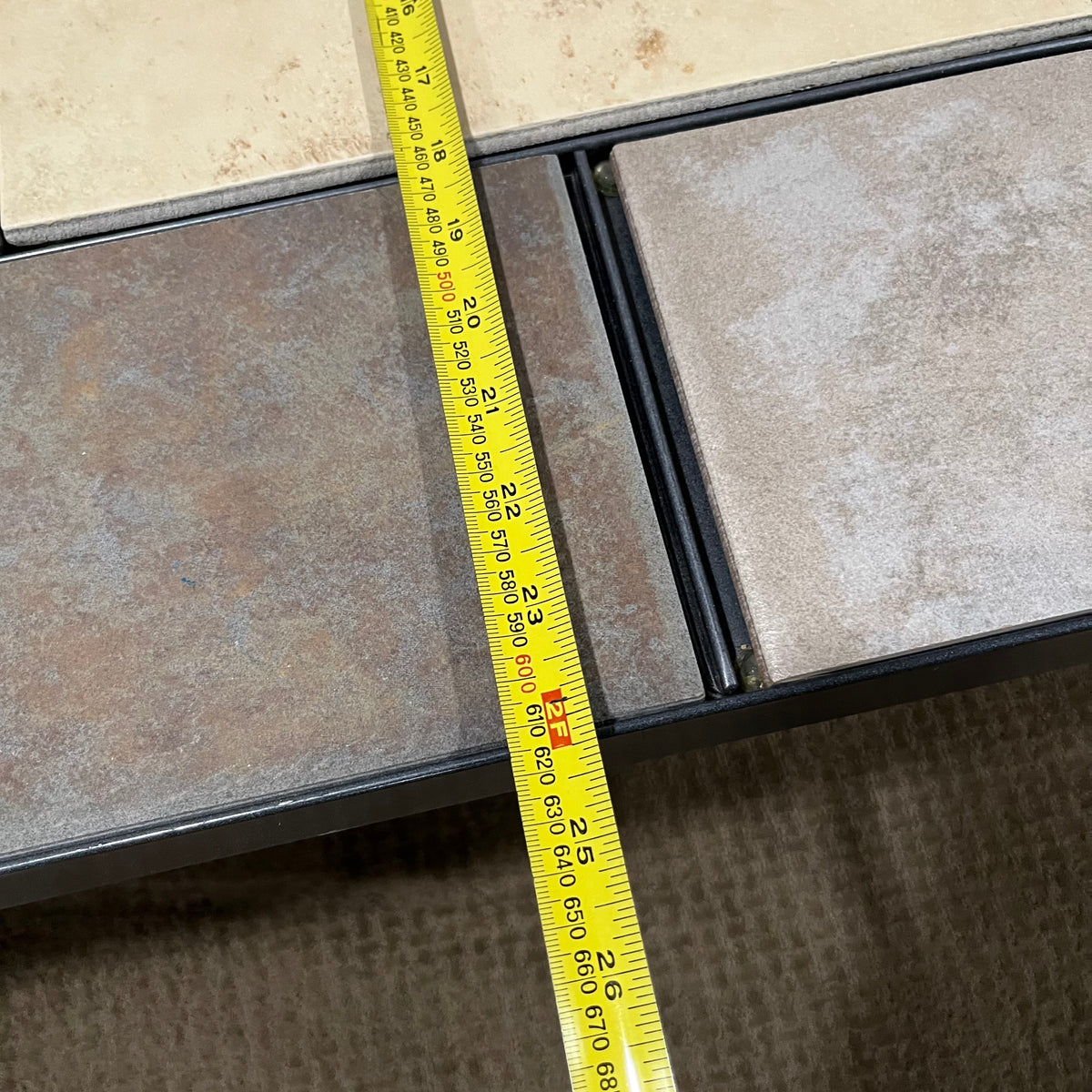 D322 Rectangular metal and tile top coffee table (48" x 24" x 18")
