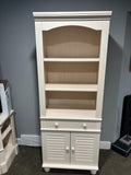 D219 Sauder Harbor View antiqued white 5 shelf bookcase with doors (27" x 16" x 72")