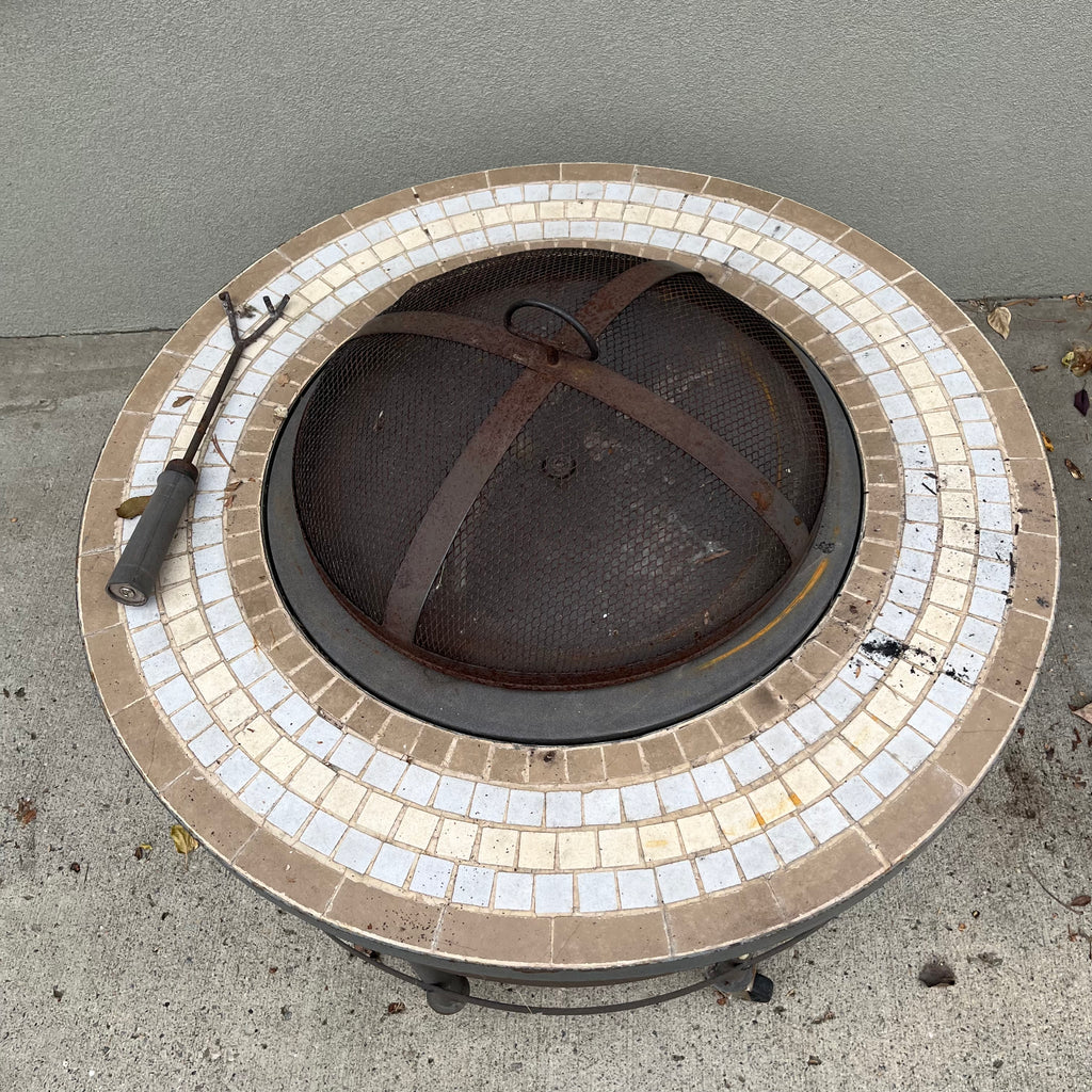 D328 Metal and tile firepit (33" diamter, 18" high)