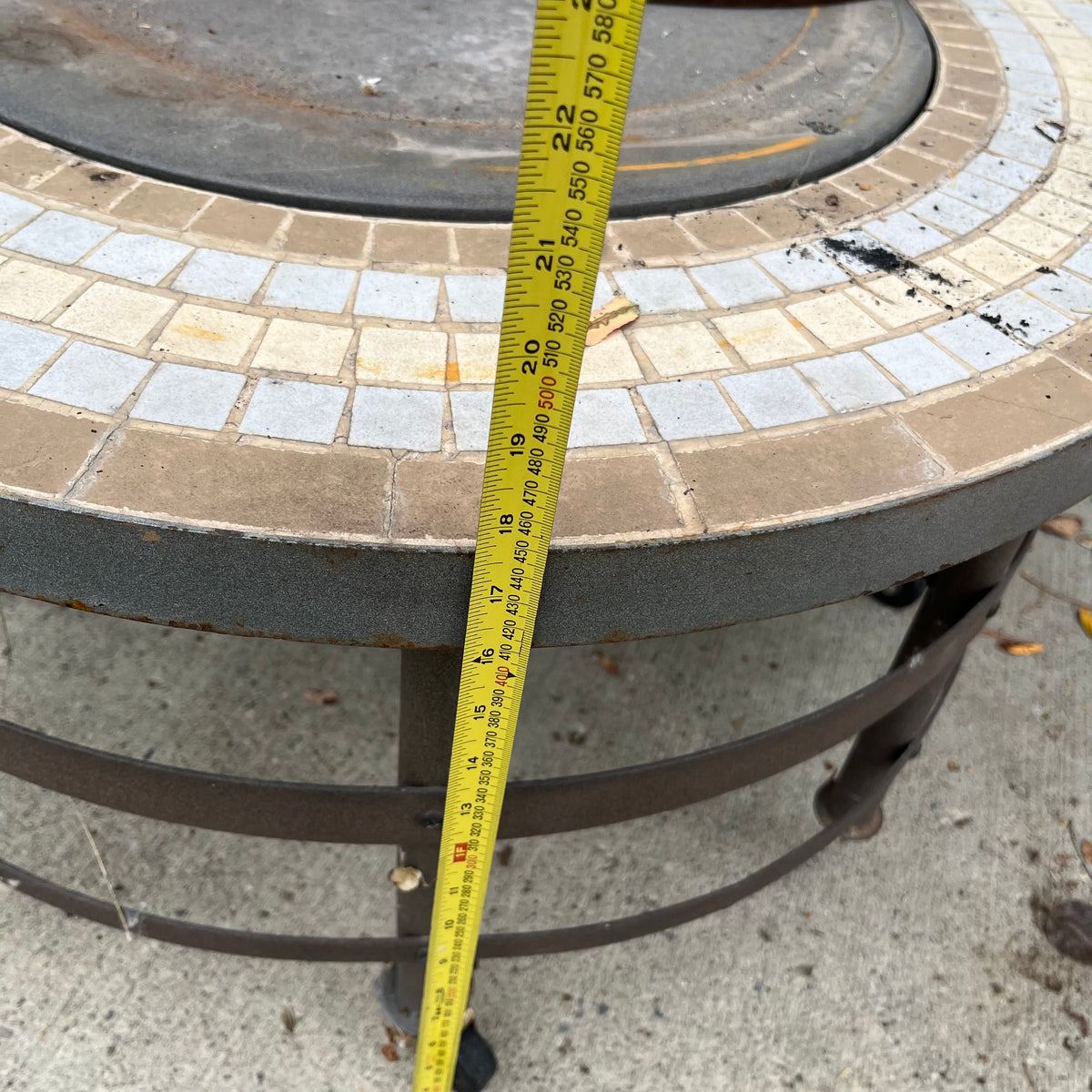 D328 Metal and tile firepit (33" diamter, 18" high)